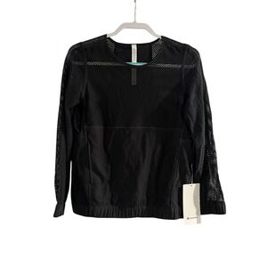 Lululemon Women's Mesh on Mesh Pop Over Size 4 NEW NWT Black Top Long Sleeve